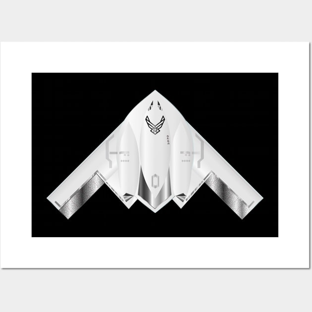 USAF B2 Spirit Stealth Bomber - White Wall Art by geodesyn